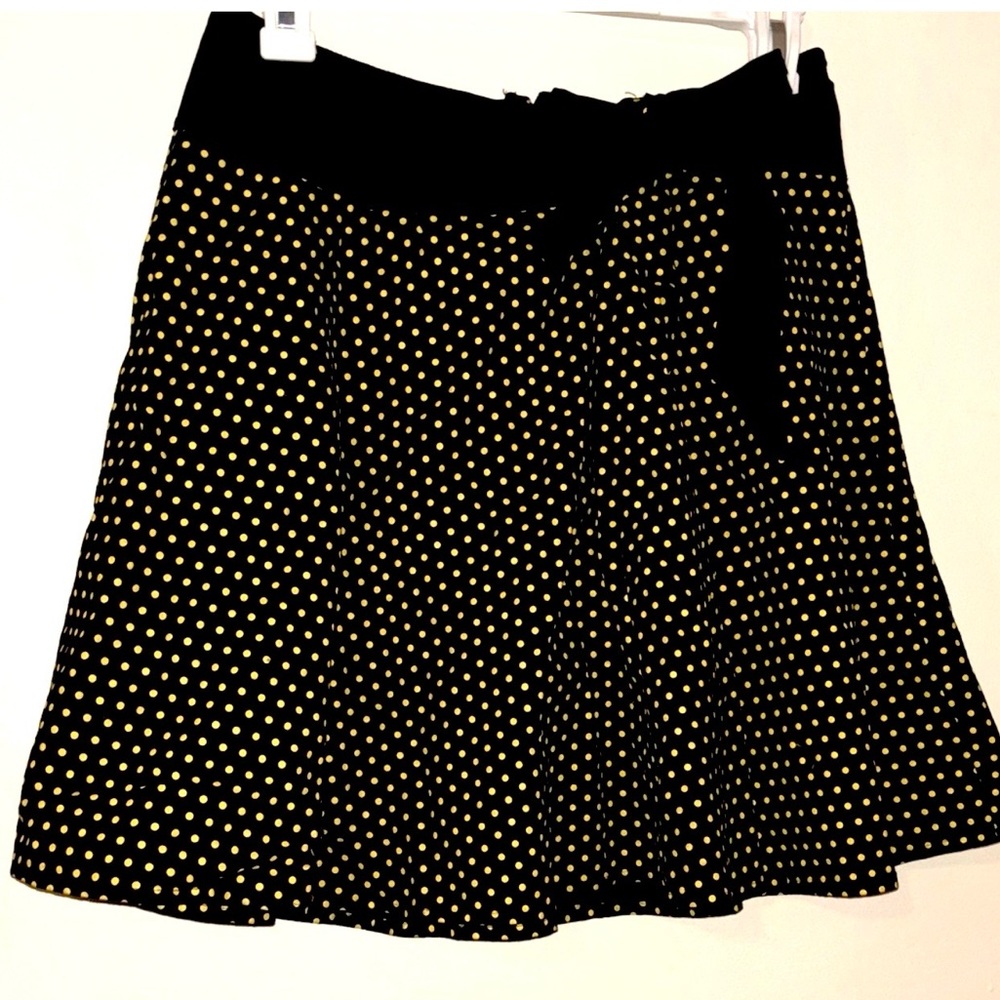 Beauty Fiend Skirt with Side Bow, Black Polka Dot Size S